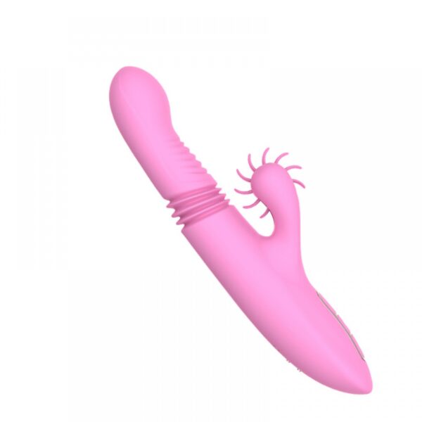 Vibrador recarregável vai e vem com estimulador clitoriano simulador de sexo oral com línguas giratórias - Sexshop