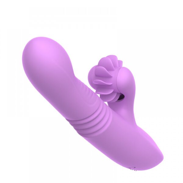Vibrador recarregável vai e vem com estimulador clitoriano simulador de sexo oral com línguas giratórias - Sexshop