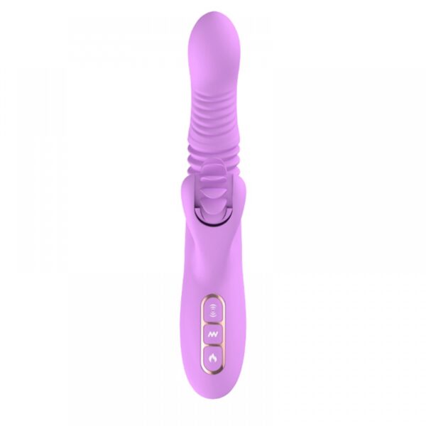 Vibrador recarregável vai e vem com estimulador clitoriano simulador de sexo oral com línguas giratórias - Sexshop