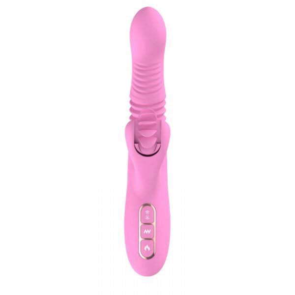 Vibrador recarregável vai e vem com estimulador clitoriano simulador de sexo oral com línguas giratórias - Sexshop