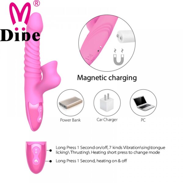 Vibrador recarregável vai e vem e Estimulador Clitoriano - DIBE - Sexshop