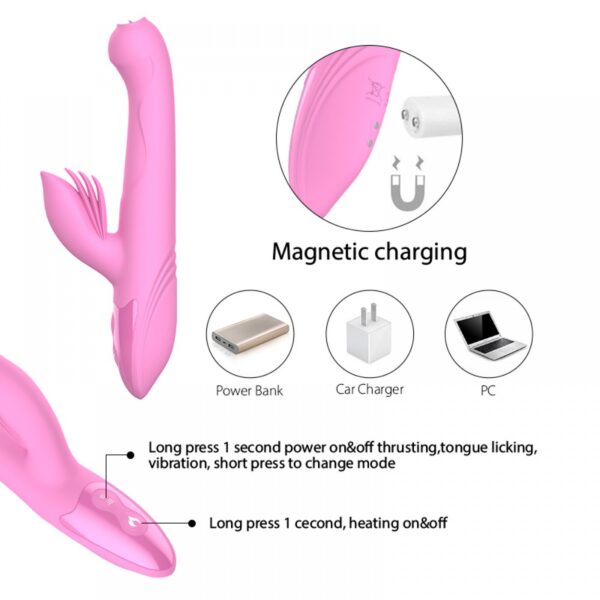 Vibrador recarregável possui em sua ponta uma língua que se movimenta com a vibração - DIBE - Sexshop