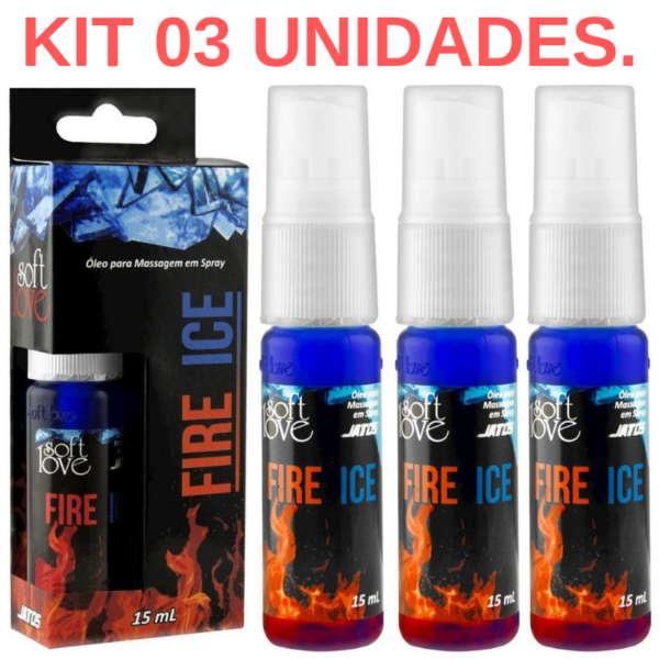 Kit 03 Spray excitante Massagem esquenta e esfria 15ml Soft Love - Sexshop