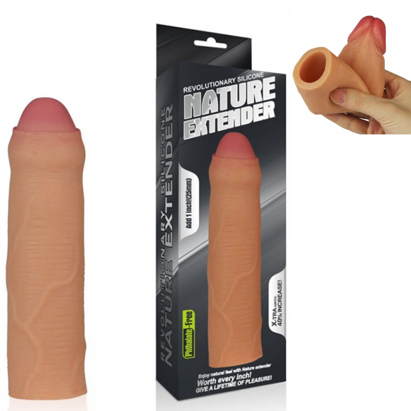 Capa Peniana Extensora com 2,5 cm de Extensão com Glande Encoberta - LOVETOY NATURE EXTENDER - Sexshop