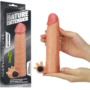 Capa Peniana com Extensor de 5 cm com Estimulador Clitoriano e Cápsula Vibratória - LOVETOY NATURE EXTENDER - Sex shop