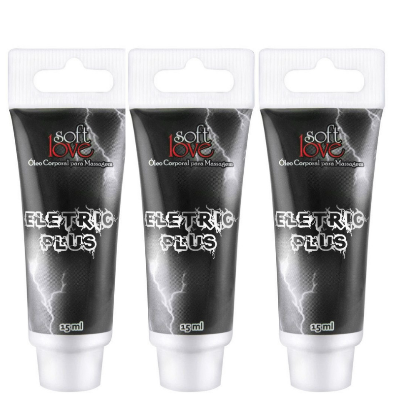 Kit 03 Vibrador Liquido Gel Eletric Plus 15ml Soft Love - Sex shop