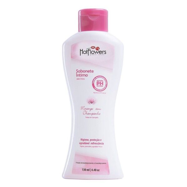 Sabonete Íntimo MORANGO COM CHAMPANHE 130ml Hot Flowers - Sexshop