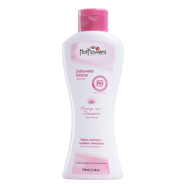 Sabonete Íntimo MORANGO COM CHAMPANHE 130ml Hot Flowers - Sexshop