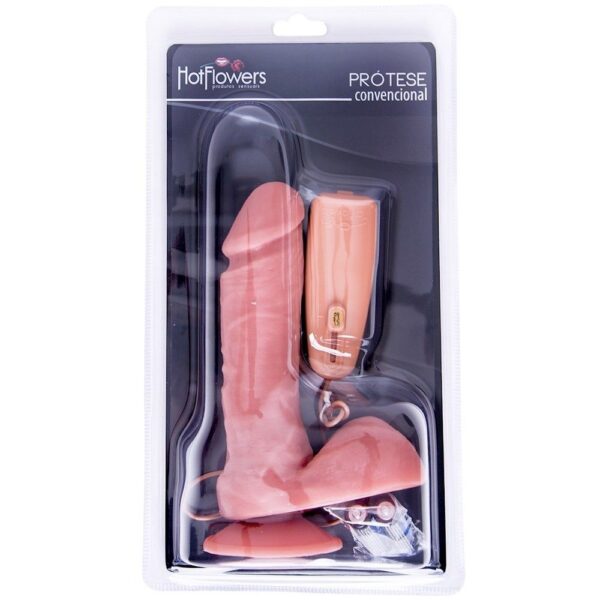 Pênis Real Branco com Vibrador e Controle externo 16x4 Hot Flowers - Sex shop