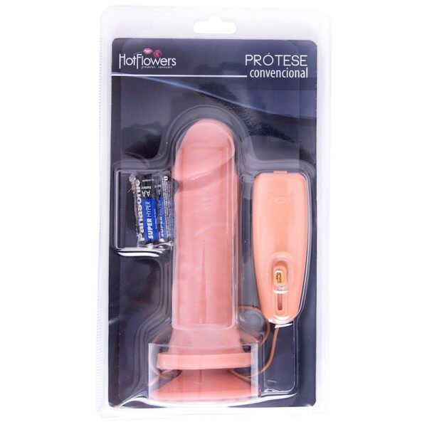 Pênis com Vibrador e Ventosa 16x5,5cm Hot Flowers - Sex shop