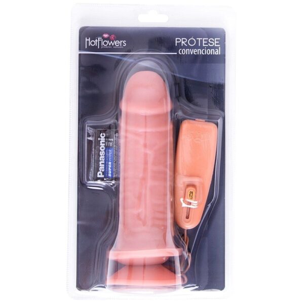 Pênis com vibrador e controle externo 17x5cm Hot Flowers - Sexshop