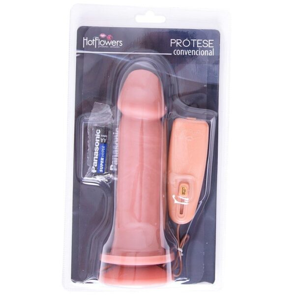 Pênis Real com Vibrador e Ventosa 17,5x4,5cm Hot Flowers - Sexshop