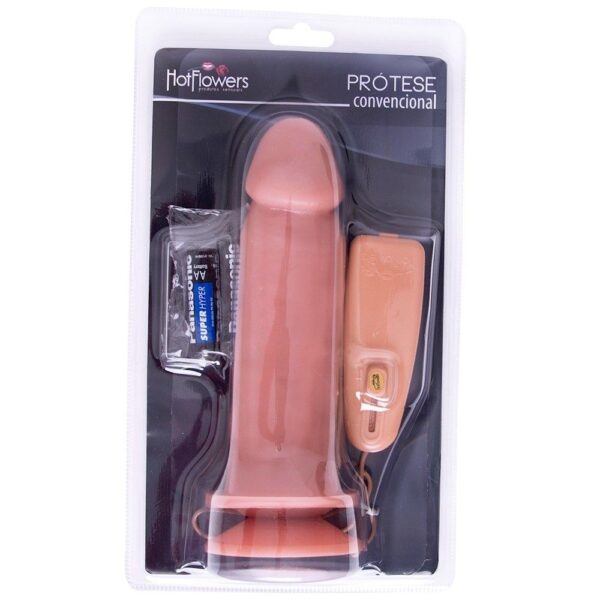 Pênis com Vibrador e Ventosa 18x4,5cm HotFlowers - Sex shop