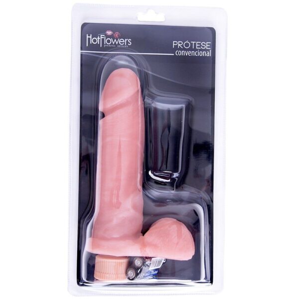 Pênis com Vibrador e escroto 19,5x5,5cm Hot Flowers - Sex shop