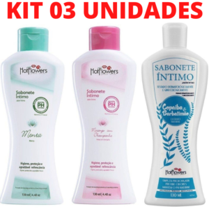 Kit 03 Sabonete Íntimo Hot Flowers 130ml - Sexshop