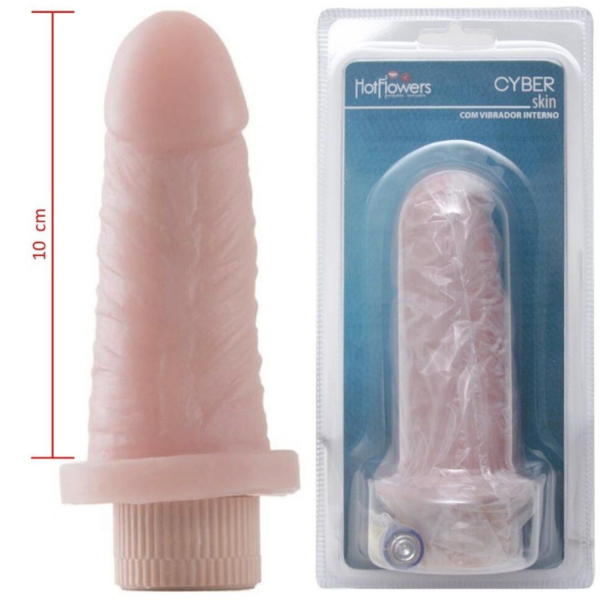 Pênis Real Pequeno Vibrador interno em Cyber 10x3cm HotFlowers - Sexshop