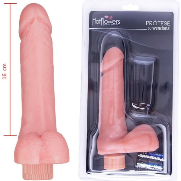 Pênis Realista com Vibrador interno 17x4cm Hot Flowers - Sex shop