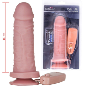 Pênis com vibrador e controle externo 17x5cm Hot Flowers - Sexshop