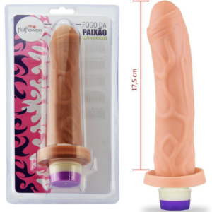 Pênis Real Fogo da Paixão com vibrador 18x4cm Hot Flowers - Sex shop