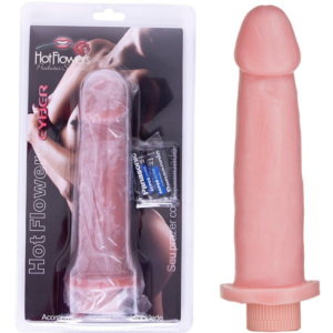 Pênis Real Cyberskin com Vibrador 18x4cm Hot Flowers - Sex shop
