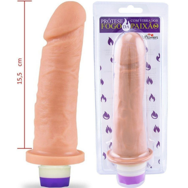 Pênis Real com vibrador Fogo da Paixão 16,5x4,5cm Hot Flowers - Sex shop