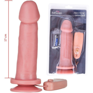 Pênis Real com Vibrador e Ventosa 17,5x4,5cm Hot Flowers - Sexshop