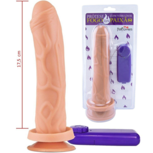 Pênis com Ventosa e Vibrador Fogo da Paixão 18x4,5 Hot Flowers - Sex shop