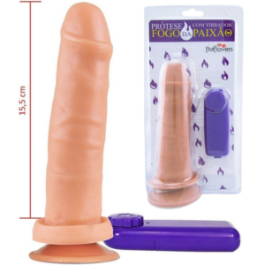 Pênis Real com ventosa e Vibrador Fogo da Paixão 16x4,2 Hot Flowers - Sex shop