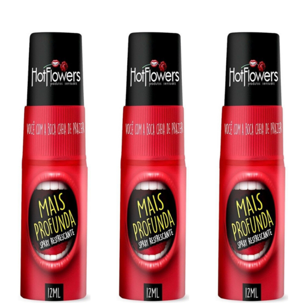 Kit 03 Mais Profunda Sexo Oral Spray Refrescante 12ml HotFlowers - Sex shop