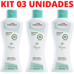 Kit 03 Sabonete Íntimo Menta 130ml Hot Flowers - Sexshop