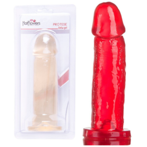 Pênis Vermelho Maciço em Gel 17,5x4cm Hot Flowes - Sex shop