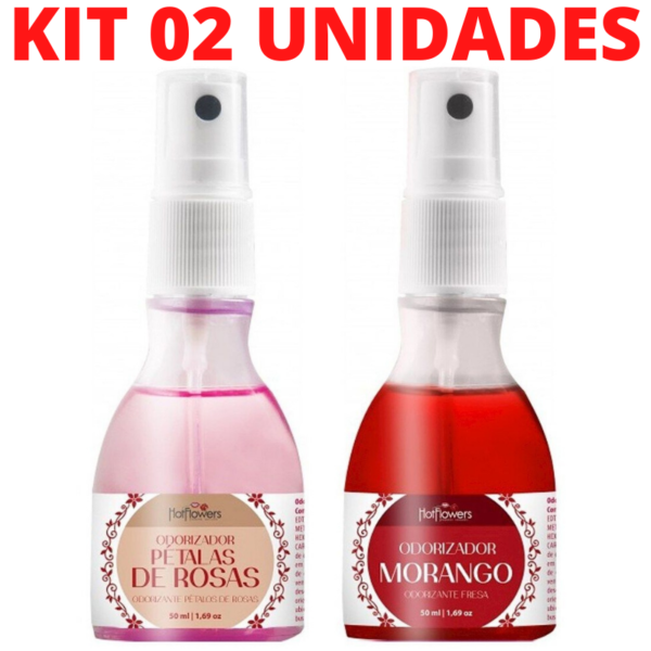 Kit 02 Odorizador Ambientador Perfume 50ml Hot Flowers - Sexshop