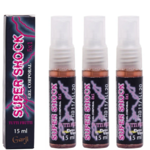 Kit 03 Super Shock Tutti-Frutti Excitante Elétrico Spray Unissex 15ml Garji - Sexshop