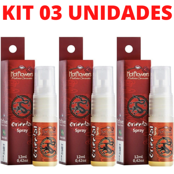 Kit 03 Estimulador Erótico Oriental Spray 12ml Hot Flowers - Sexshop