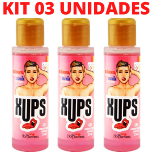 Kit 03 Xups Gel Sexo Oral 35ml Hortelã Hot Flowers - Sex shop