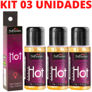 Kit 03 Gel Intimo Corporal Excitante Ponto G HOT 12g Hot Flowers - Sexshop