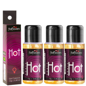 Kit 03 Gel Intimo Corporal Excitante Ponto G HOT 12g Hot Flowers - Sexshop