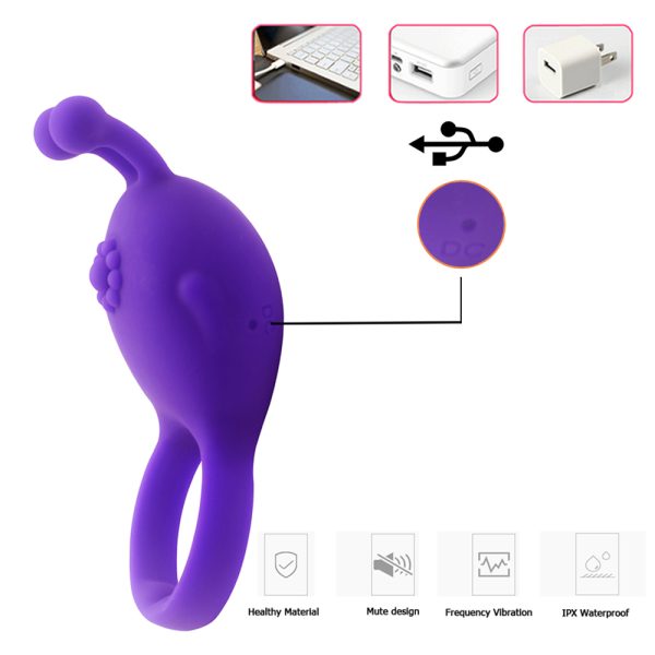 Anel Peniano Estimulador Clitoriano e 10 Vibrações - APHRODISIA SILICONE LOVE RING RASCAL - Sex shop - Image 2