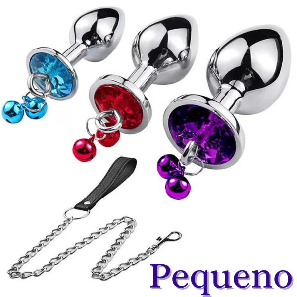 Plug Anal de Aço Com Sino e Corrente - Tamanho P - Sex shop