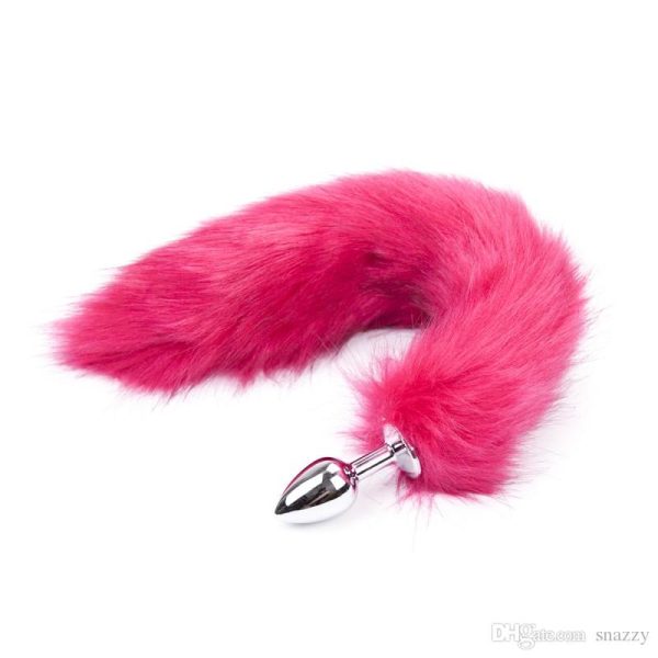 Plug Anal em Alumínio 7cm com Cauda Pink - Sex shop