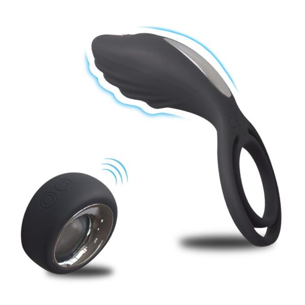 Anel Peniano Wireless em Silicone com Alça para Escroto e 12 Vibrações - SLIPPER REMOTE - Sex shop