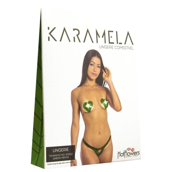 Kit 03 Calcinha e Seios Sabor Menta Comestíveis KARAMELA Hot Flowers - Sex shop