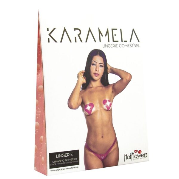 Kit 03 Calcinha e Seios Sabor Morango com Champanhe Comestíveis KARAMELA Hot Flowers - Sex shop