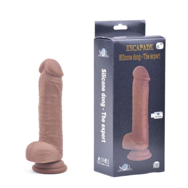 Pênis Realístico 13,8 cm Recarregável com 10 Vibrações e Função de Intensidade de Vibração - ESCAPADE SILICONE DONG APHRODISIA - Sex shop