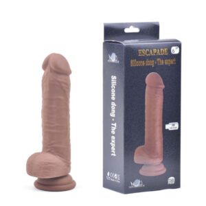 Pênis Realístico 18 cm Recarregável com 10 Modos de Vibração e Função de Intensidade de Vibração - ESCAPADE SILICONE DONG APHRODISIA - Sex shop