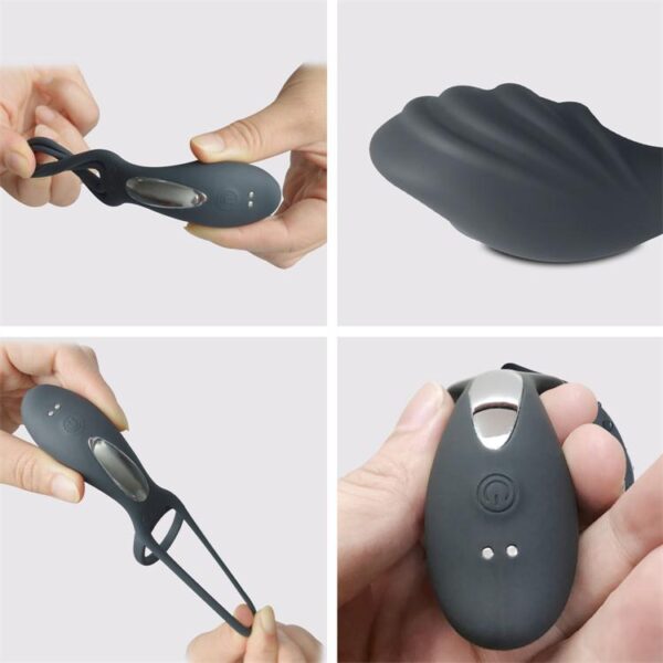 Anel Peniano Wireless em Silicone com Alça para Escroto e 12 Vibrações - SLIPPER REMOTE - Sex shop