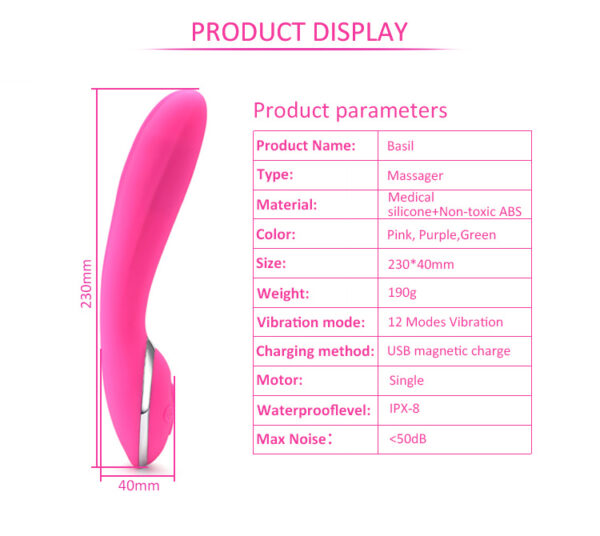 Vibrador Ponto G Recarregável e 12 vibrações e Auto Aquecimento - Sex shop
