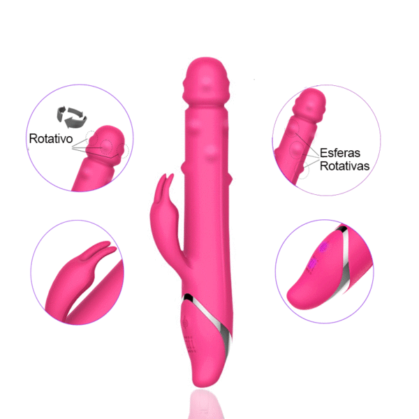 Vibrador Rotativo Sobe e Desce Recarragável com 7 Modos de Vibração e Rotação - CAMILLE - Sex shop