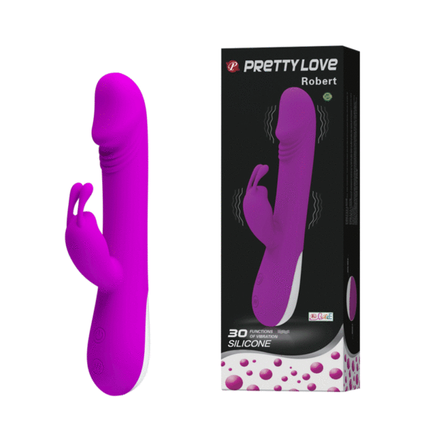 Vibrador com Detalhe de Glande, Estimulador Clitoriano e 30 Modos de Vibração - PRETTY LOVE ROBERT - Sexshop