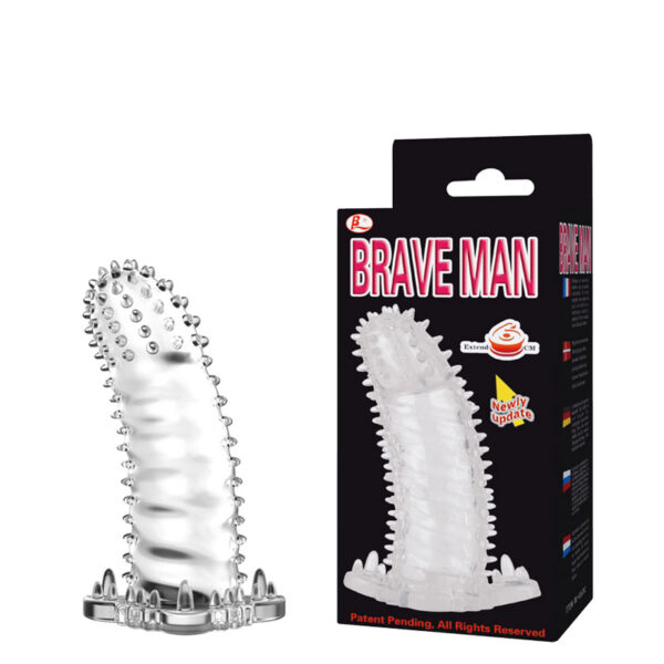 Capa Peniana Transparente com Nódulos Massageadores - BRAVE MAN - Sexshop